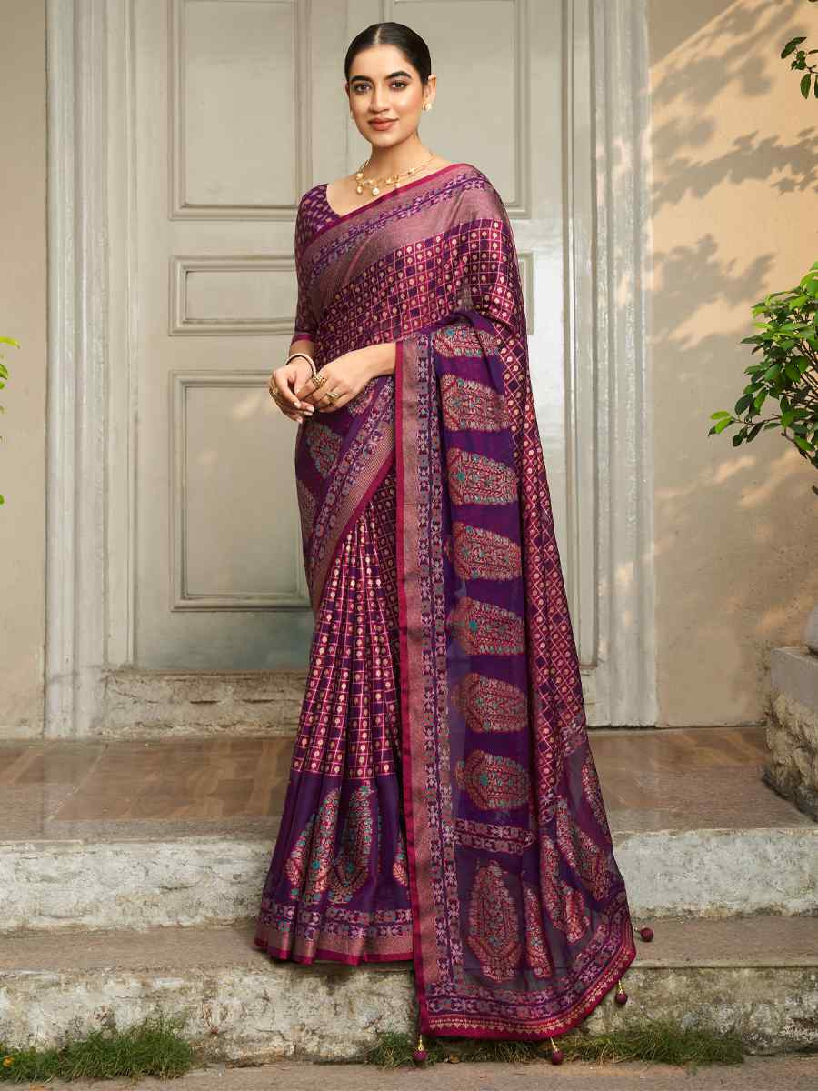 Multi Georgette Handwoven Festival Wedding Fancy Heavy Border Saree
