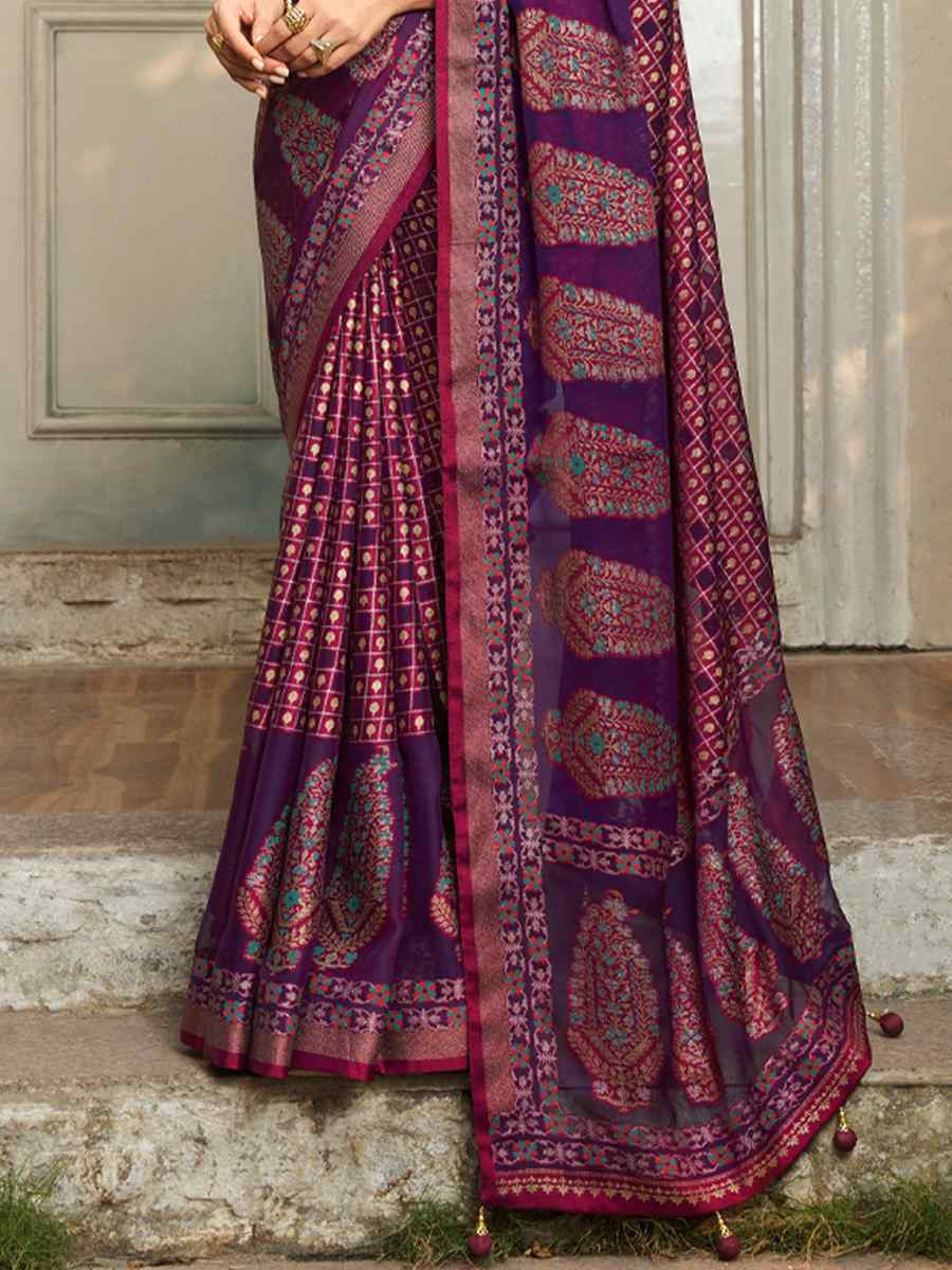 Multi Georgette Handwoven Festival Wedding Fancy Heavy Border Saree