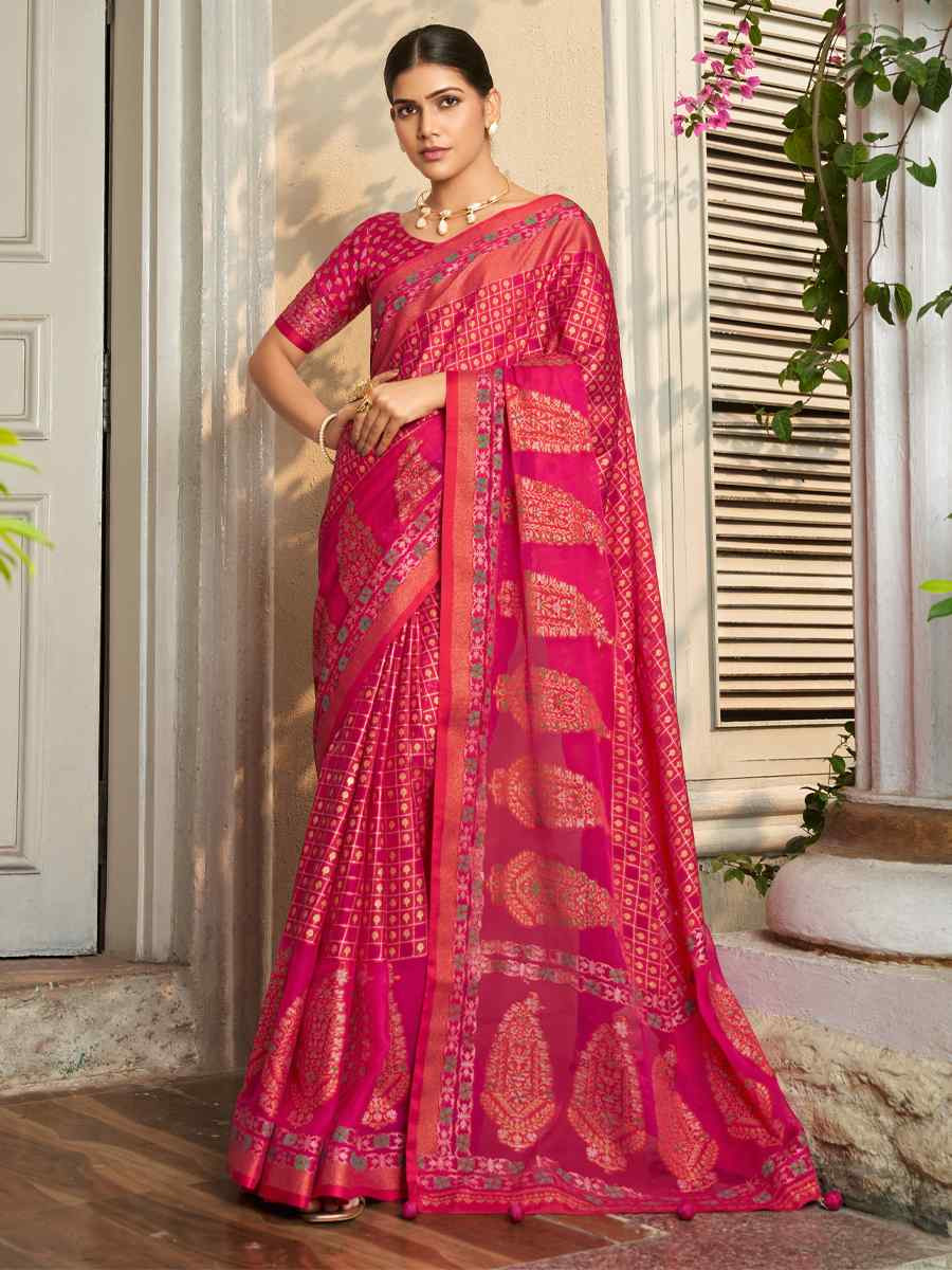 Multi Georgette Handwoven Festival Wedding Fancy Heavy Border Saree