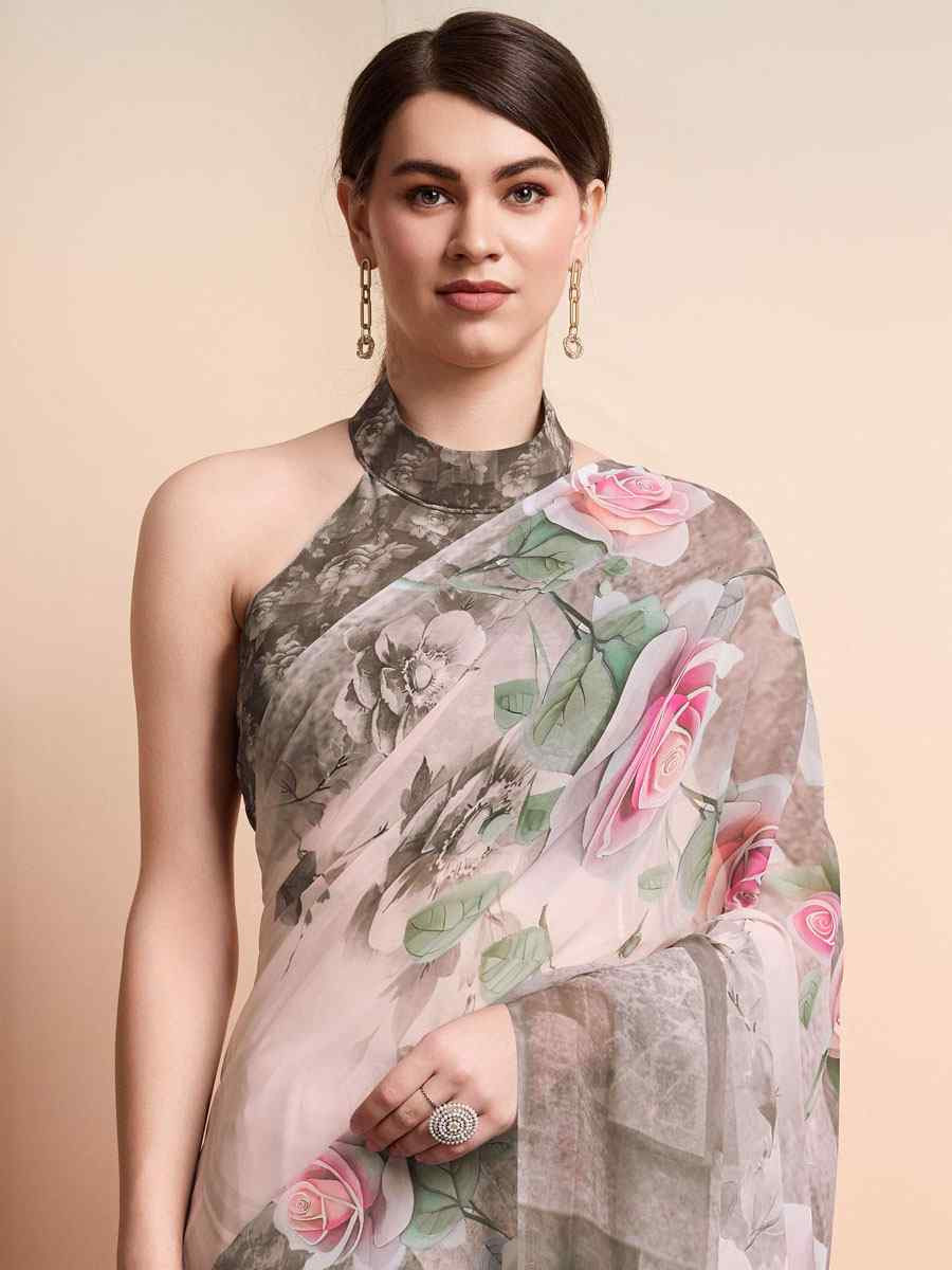 Multi Georgette Handwoven Festival Wedding Heavy Border Saree