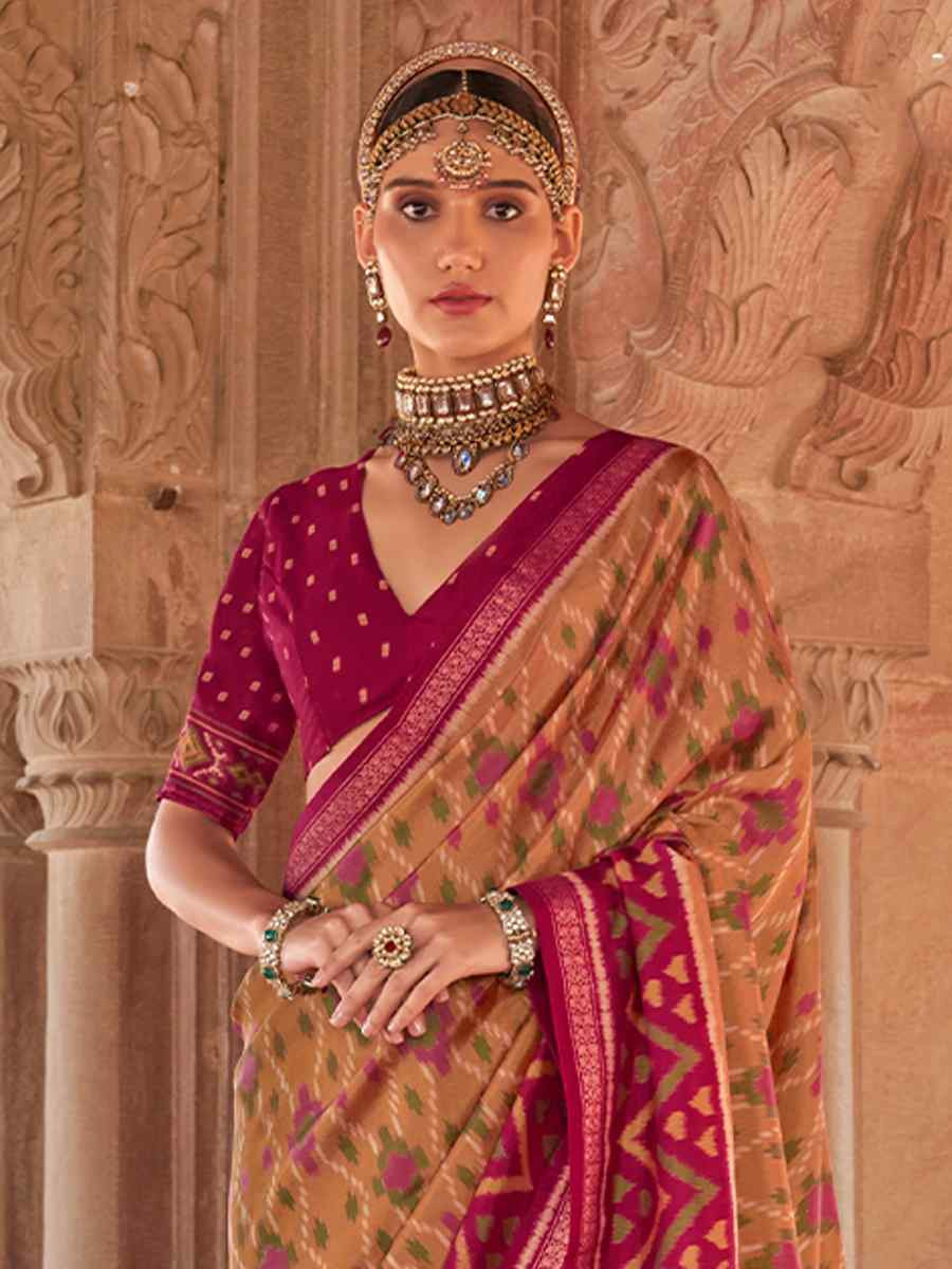 Multi Georgette Patola Printed Festival Wedding Fancy Heavy Border Saree