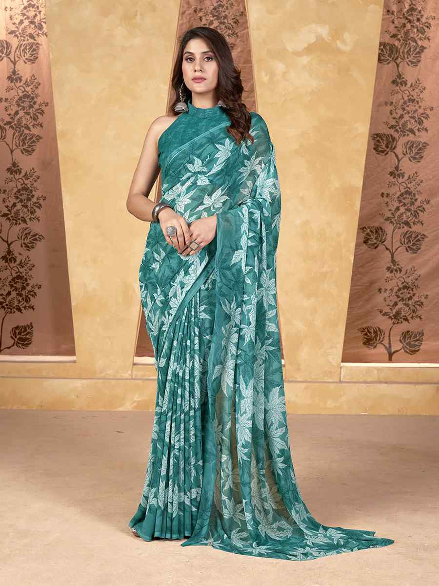 Multi Georgette Printed Casual Festival Classic Style Saree