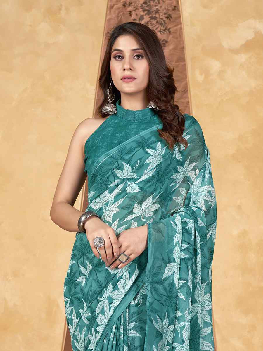 Multi Georgette Printed Casual Festival Classic Style Saree