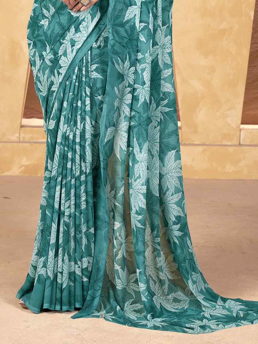 Multi Georgette Printed Casual Festival Classic Style Saree