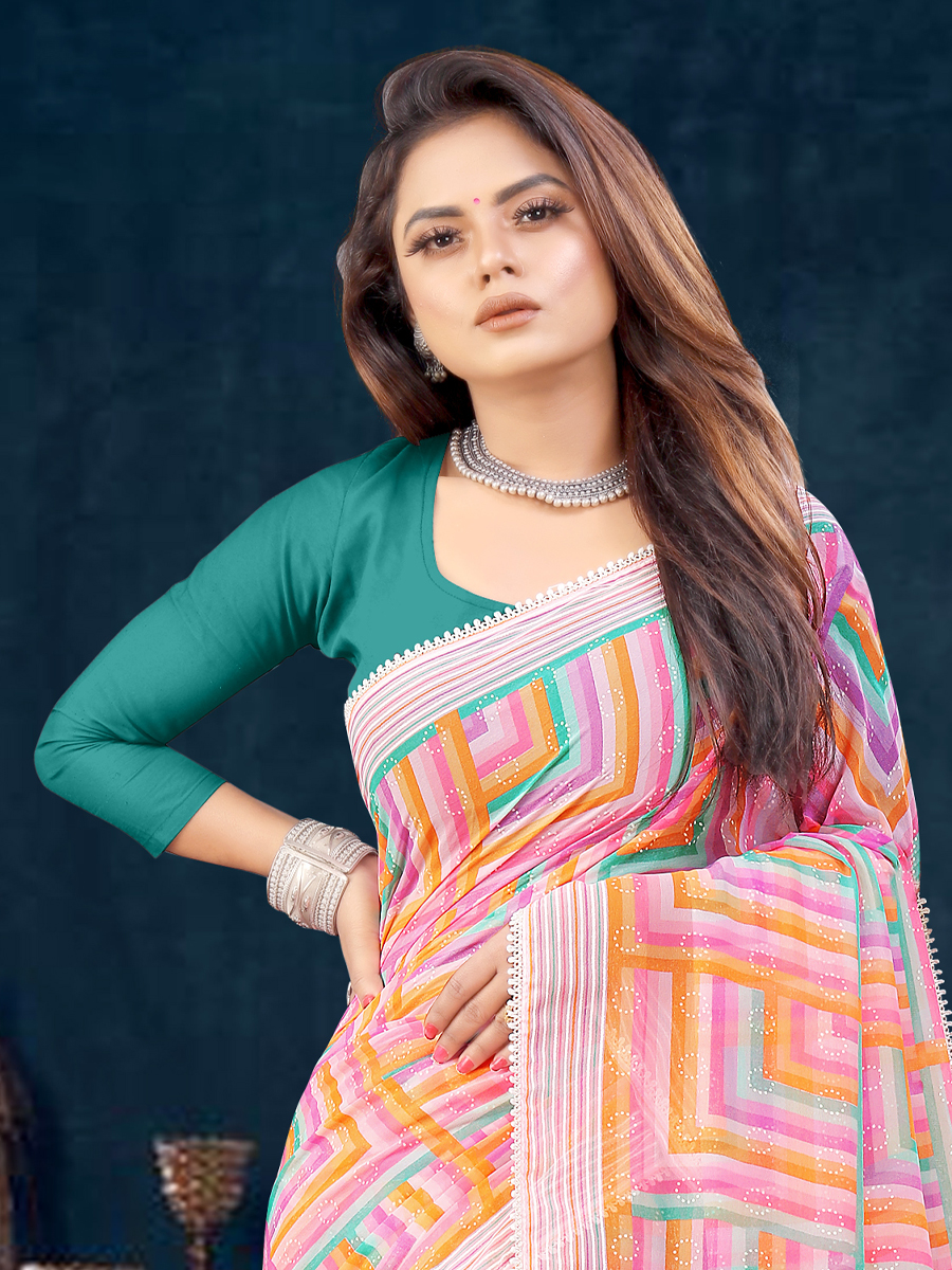 Multi Georgette Printed Casual Festival Contemporary Saree