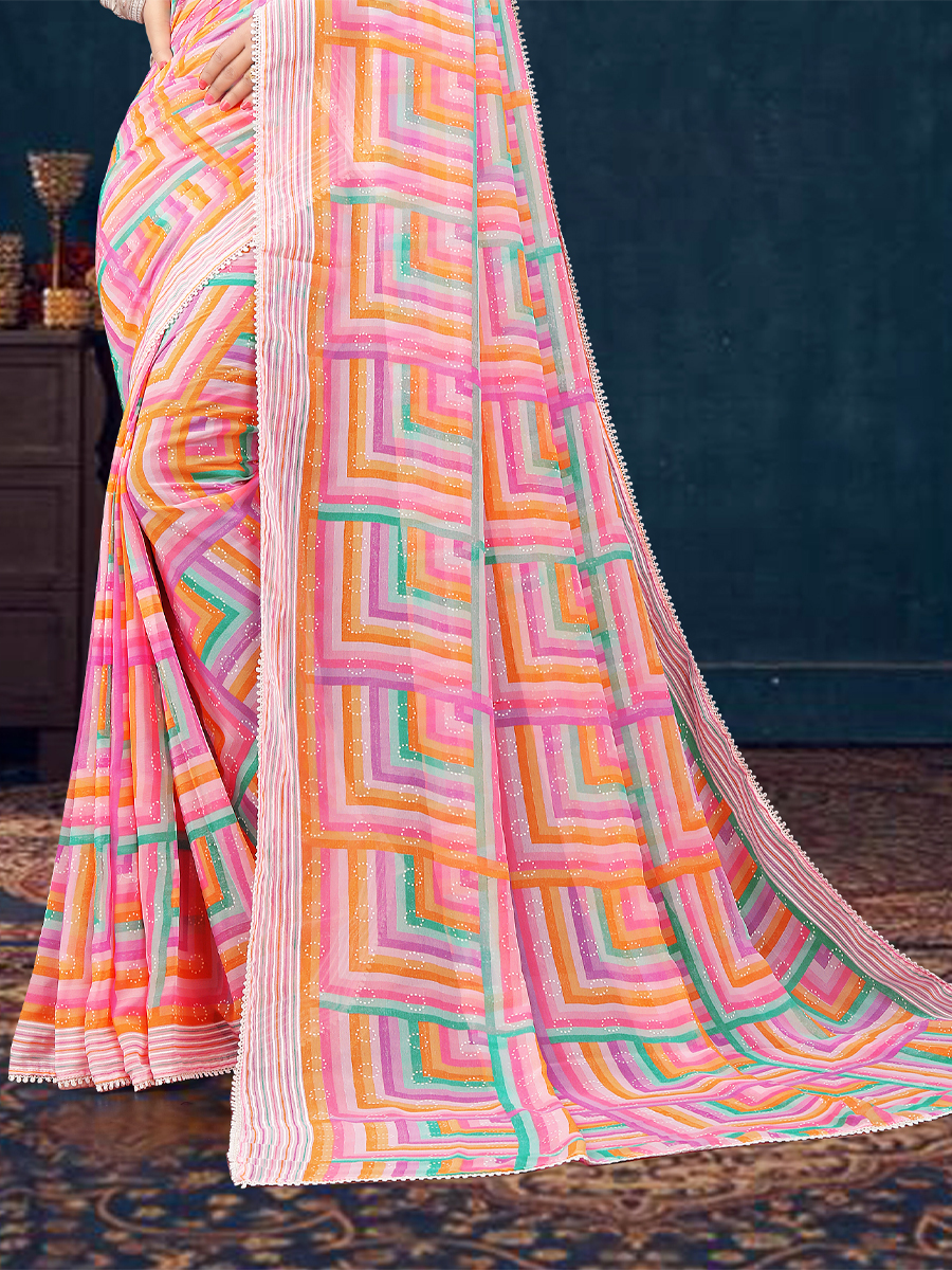 Multi Georgette Printed Casual Festival Contemporary Saree