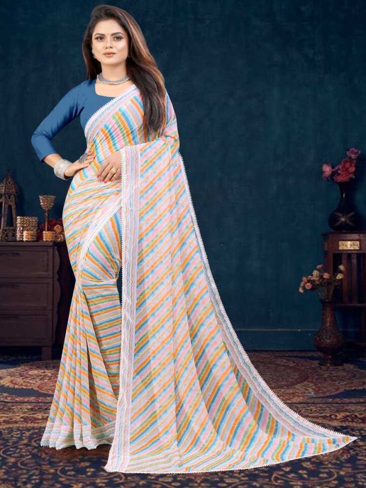 Multi Georgette Printed Casual Festival Contemporary Saree