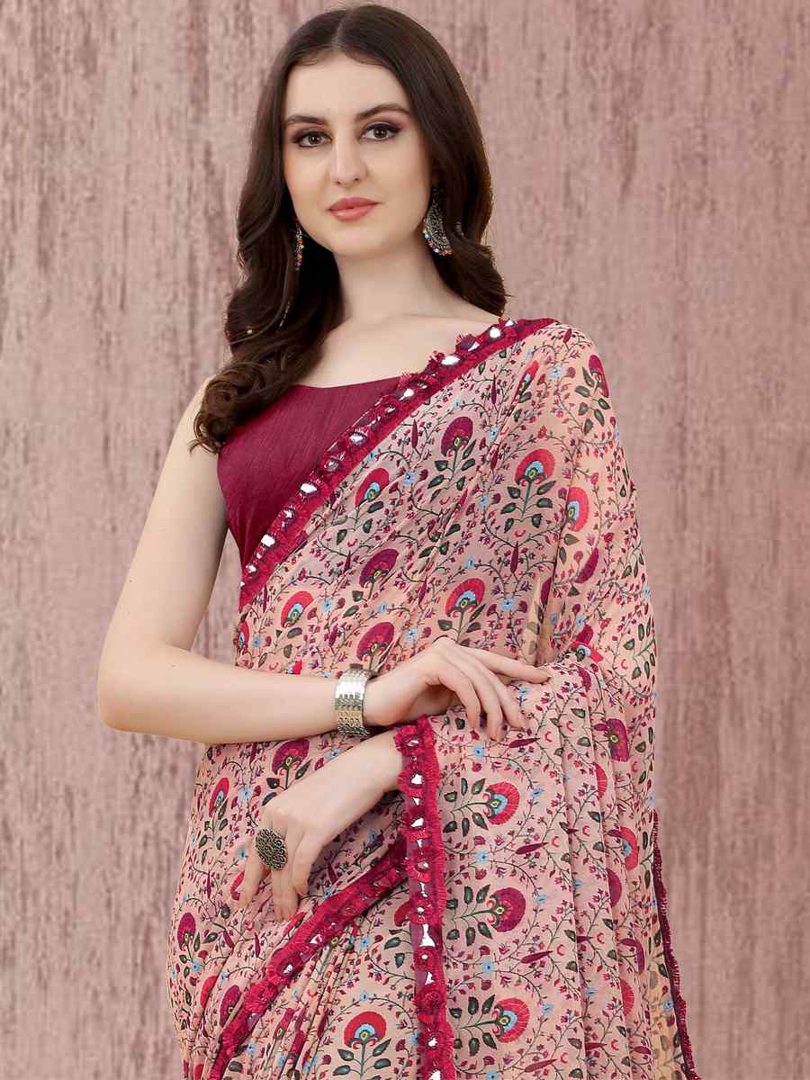 Multi Georgette Printed Casual Festival Contemporary Saree