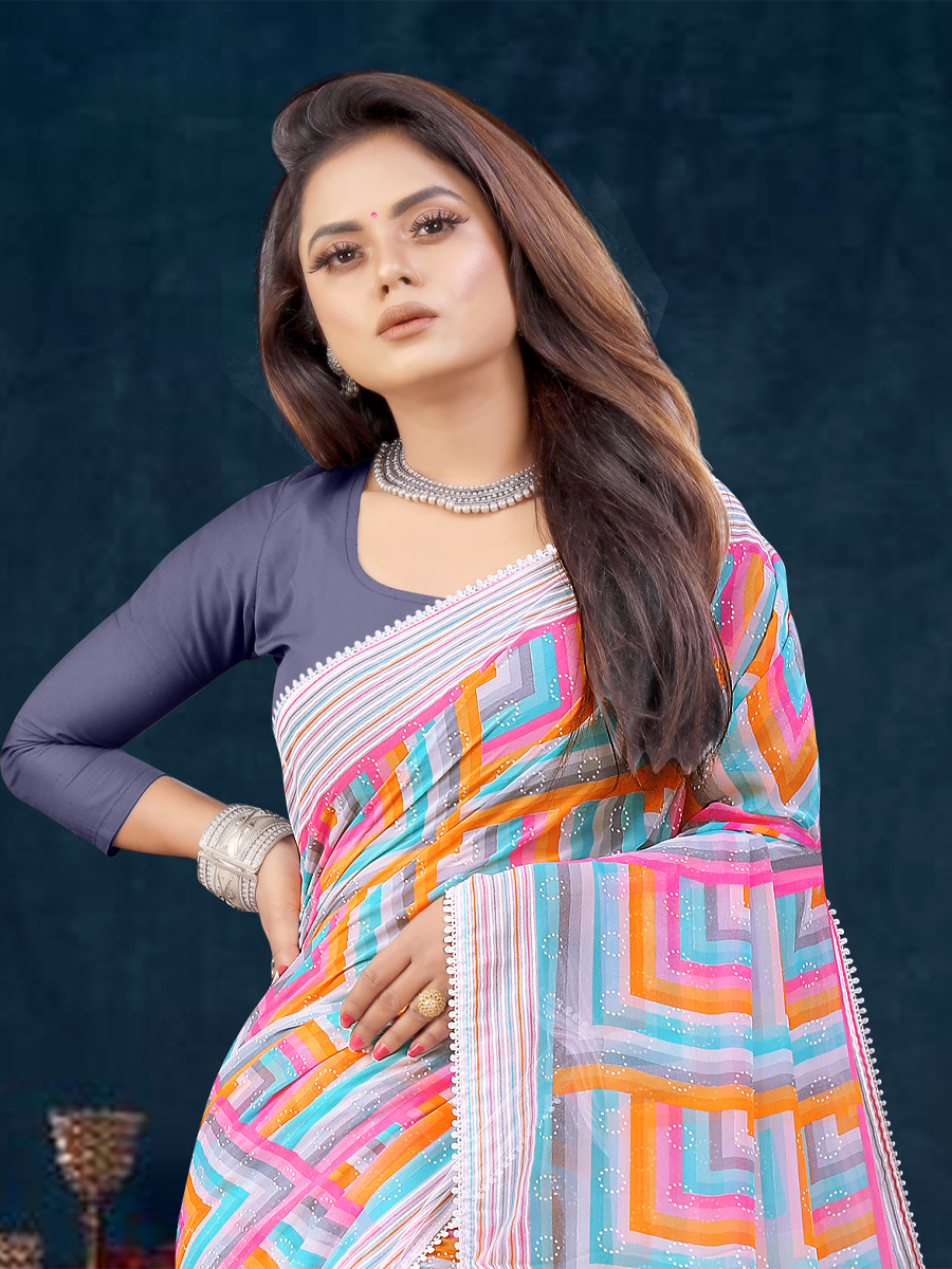 Multi Georgette Printed Casual Festival Contemporary Saree