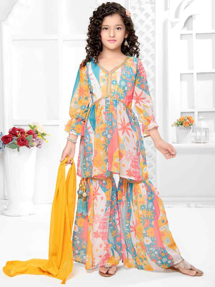 Multi Georgette Printed Casual Festival Salwars Girls Wear