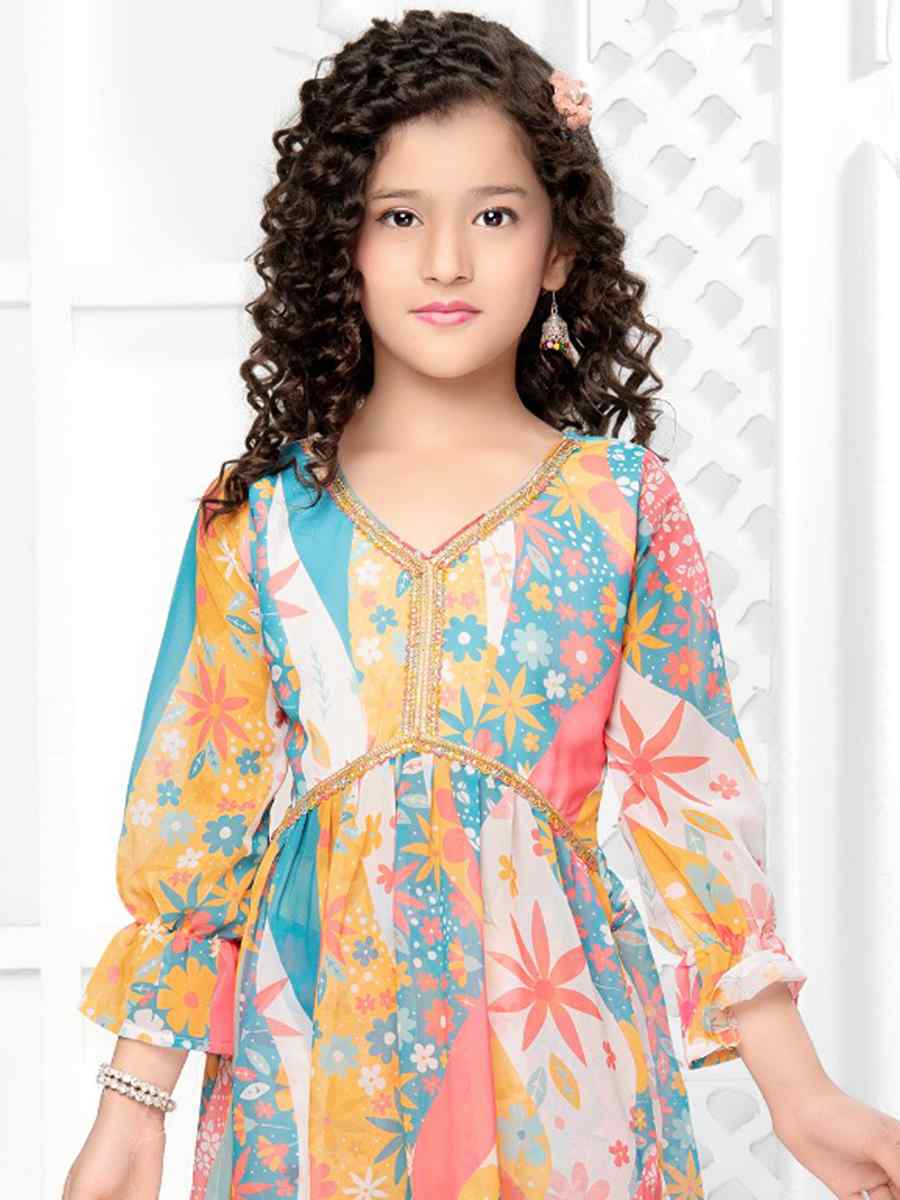 Multi Georgette Printed Casual Festival Salwars Girls Wear