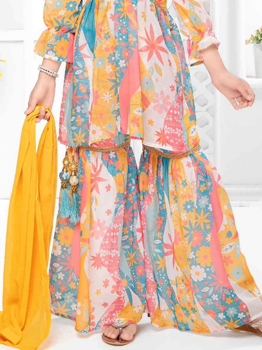 Multi Georgette Printed Casual Festival Salwars Girls Wear