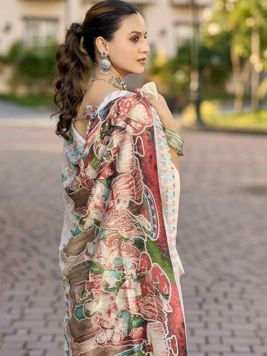 Multi Georgette Printed Casual Reception Festival Wedding Fancy Heavy Border Saree