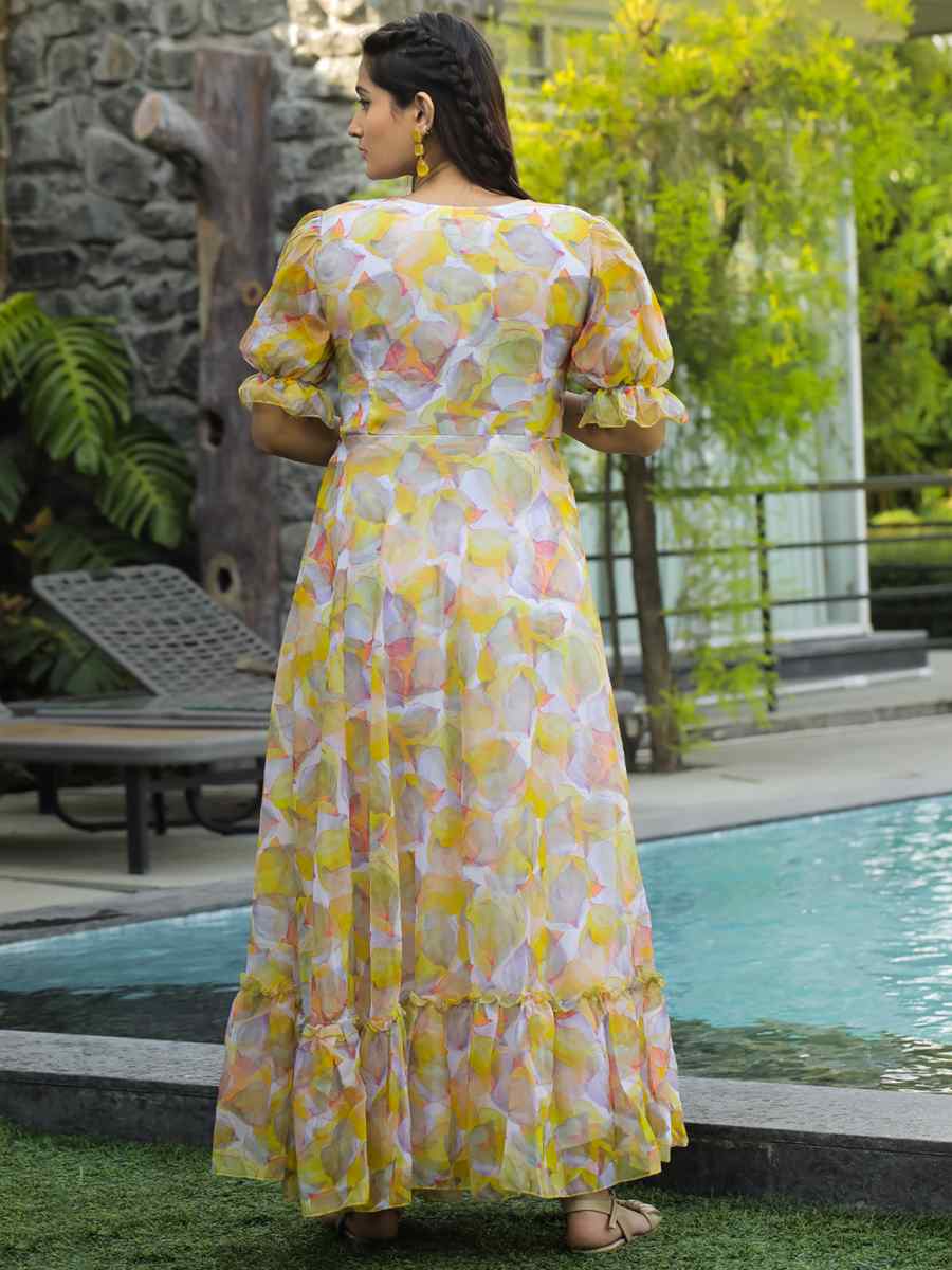 Multi Georgette Printed Festival Casual Gown