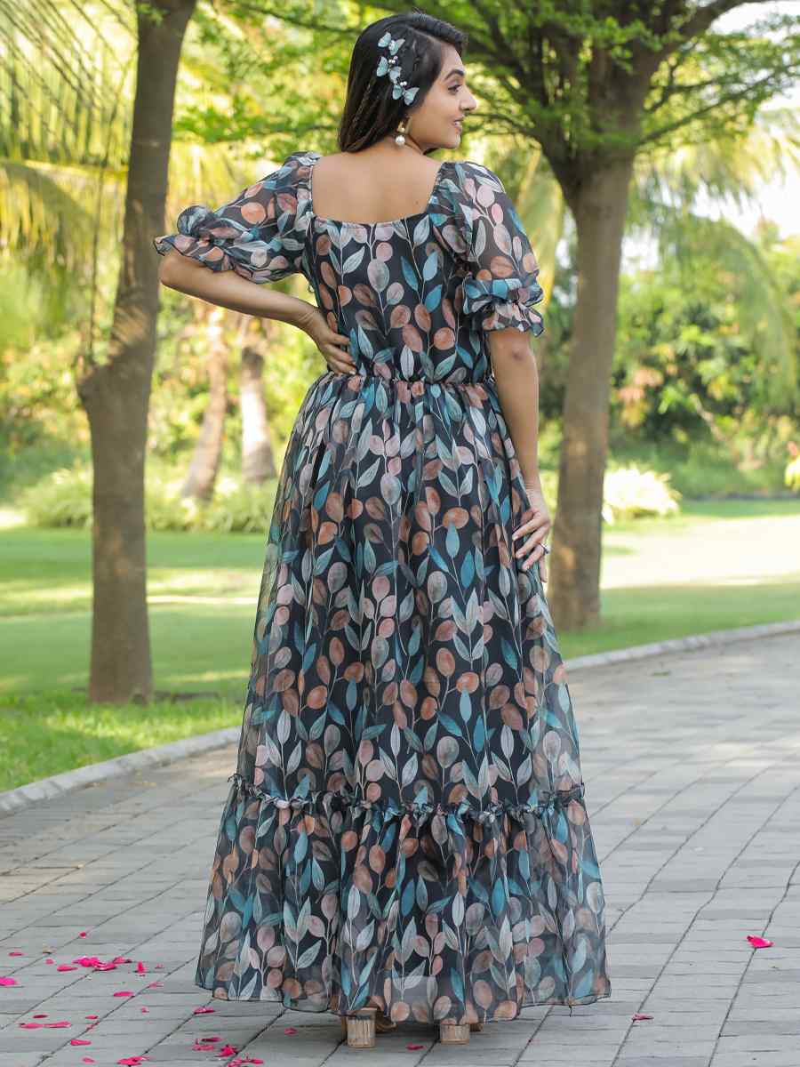 Multi Georgette Printed Festival Casual Gown