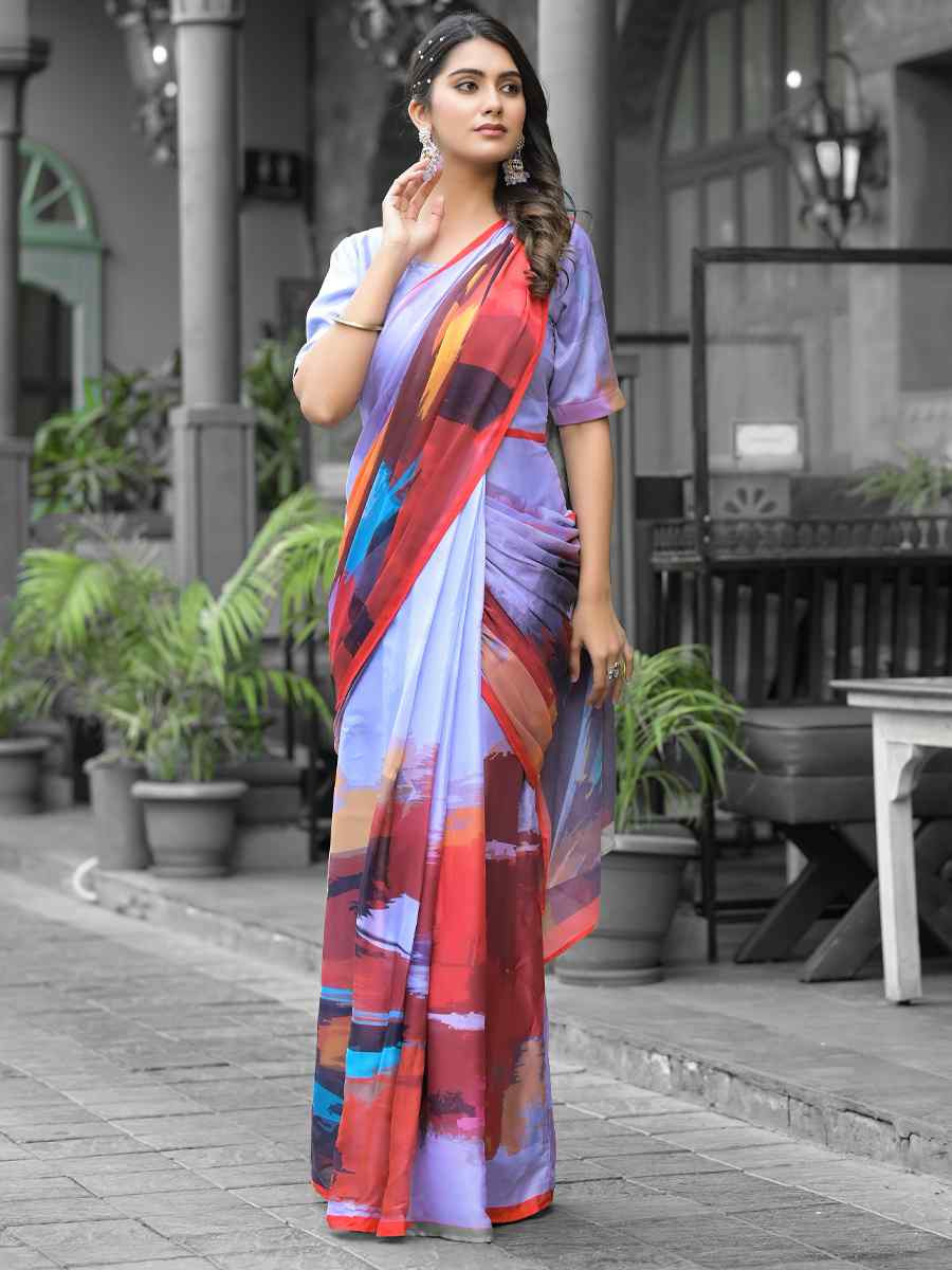 Multi Georgette Printed Festival Wedding Fancy Saree