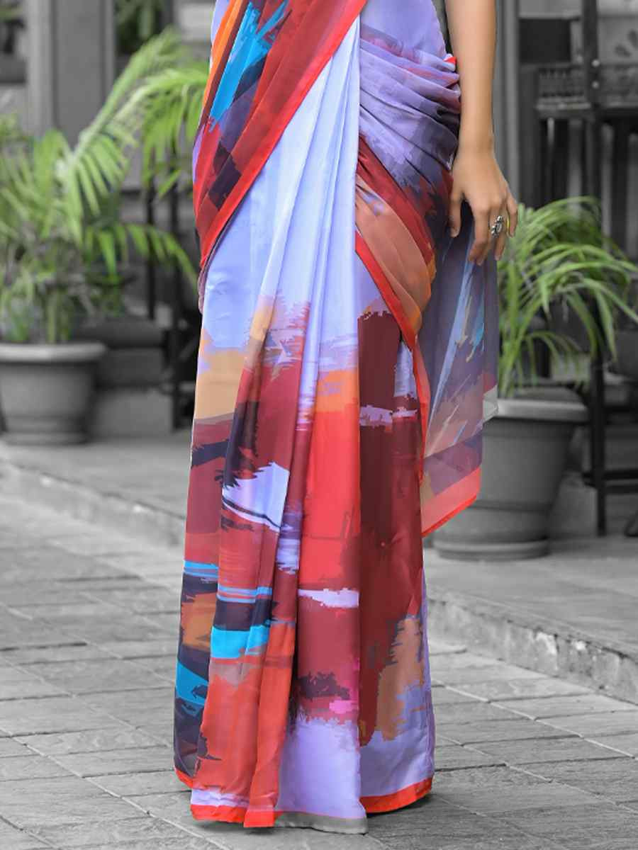 Multi Georgette Printed Festival Wedding Fancy Saree