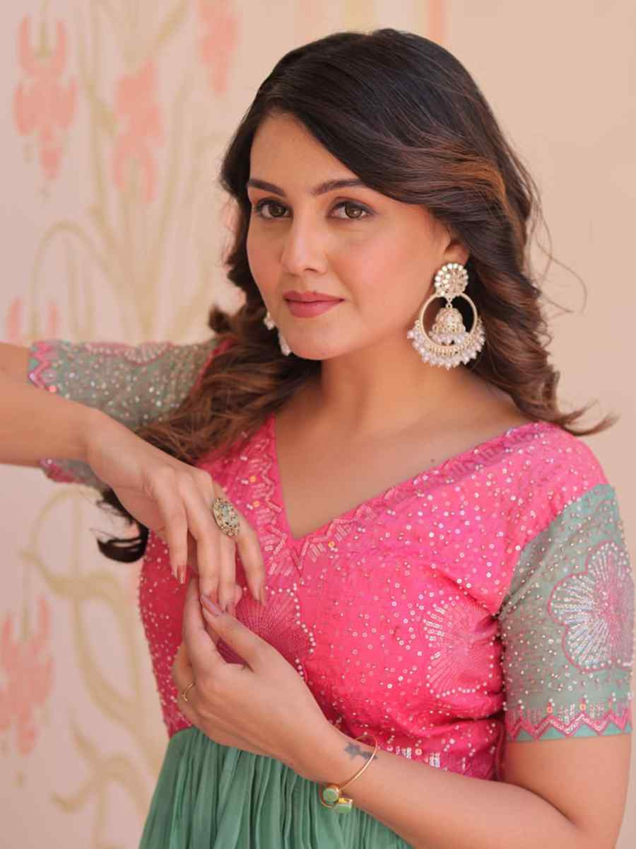 Multi Gold Crush Embroidered Festival Party Gown