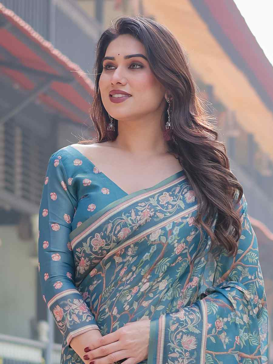 Multi Handloom Cotton Printed Festival Wedding Fancy Heavy Border Saree