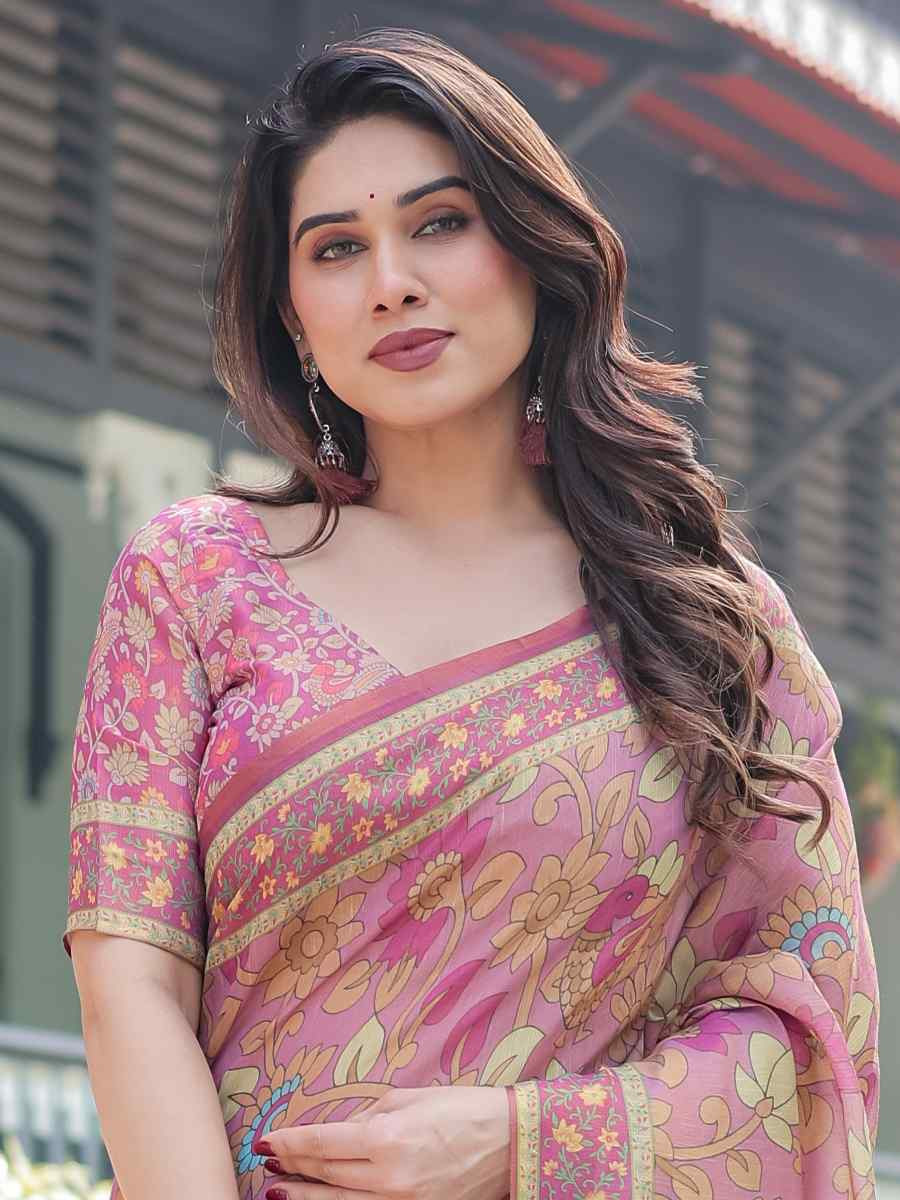 Multi Handloom Cotton Printed Festival Wedding Fancy Heavy Border Saree