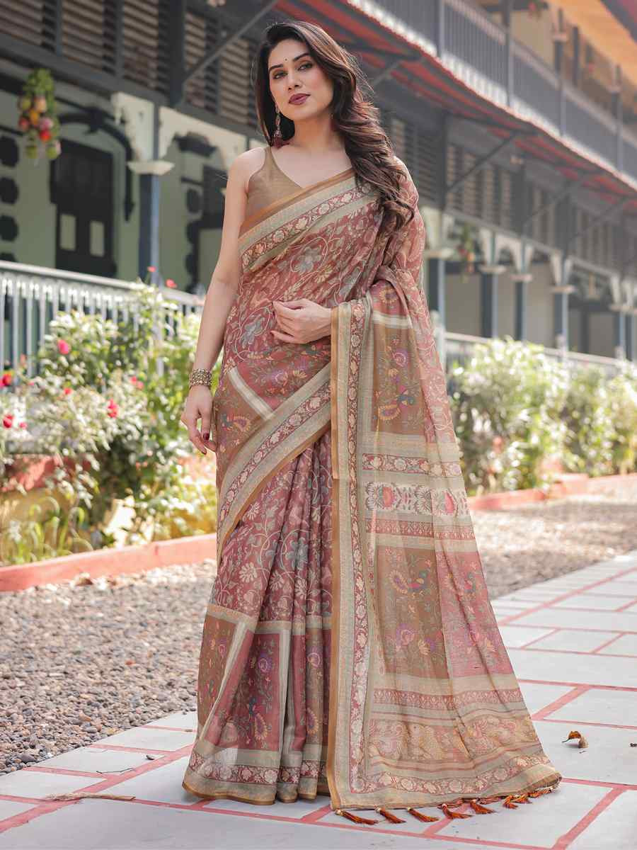 Multi Handloom Cotton Printed Festival Wedding Fancy Heavy Border Saree