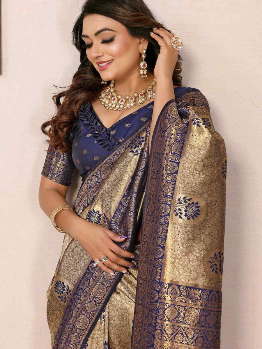 Multi Handloom Tissue Silk Handwoven Festival Wedding Fancy Heavy Border Saree