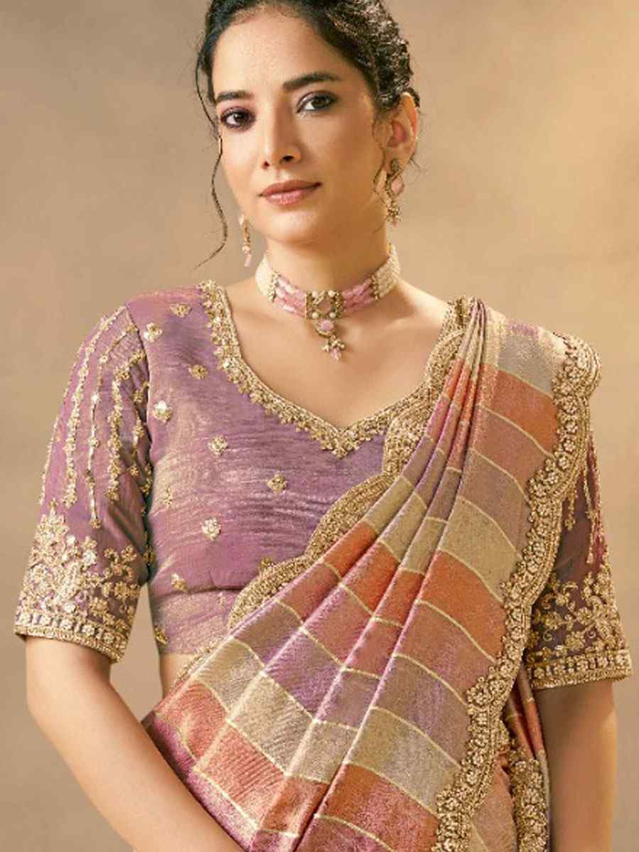 Multi Handwoven Banarasi Tissue Embroidery Bridal Reception Party Festival Wedding Fancy Heavy Border Sarees