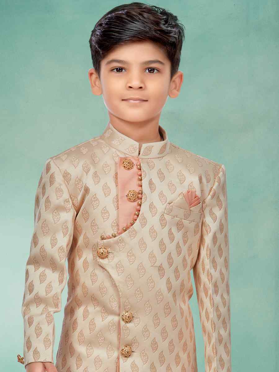 Multi Heavy Banarasi Jacquard Embroidered Party Festival Kurta Pyjama Boys Wear