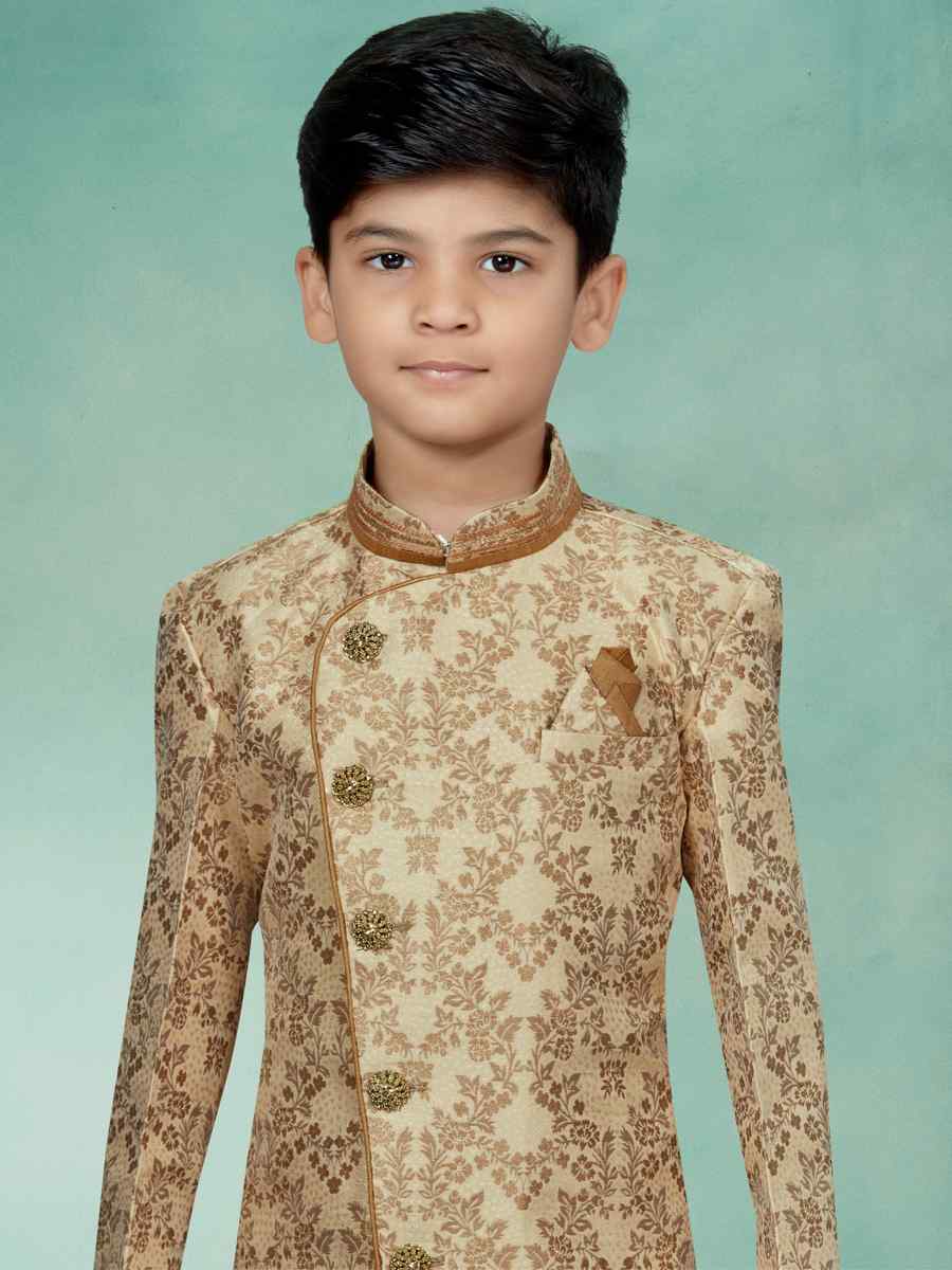 Multi Heavy Banarasi Jacquard Embroidered Party Festival Kurta Pyjama Boys Wear