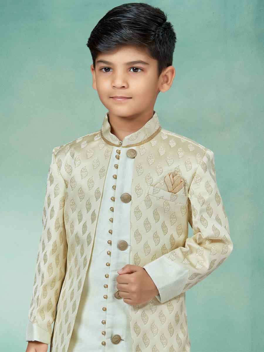 Multi Heavy Banarasi Jacquard Embroidered Party Festival Kurta Pyjama Boys Wear