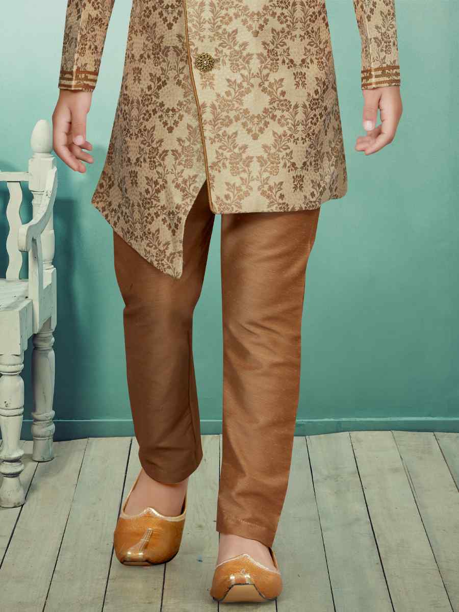 Multi Heavy Banarasi Jacquard Embroidered Party Festival Kurta Pyjama Boys Wear