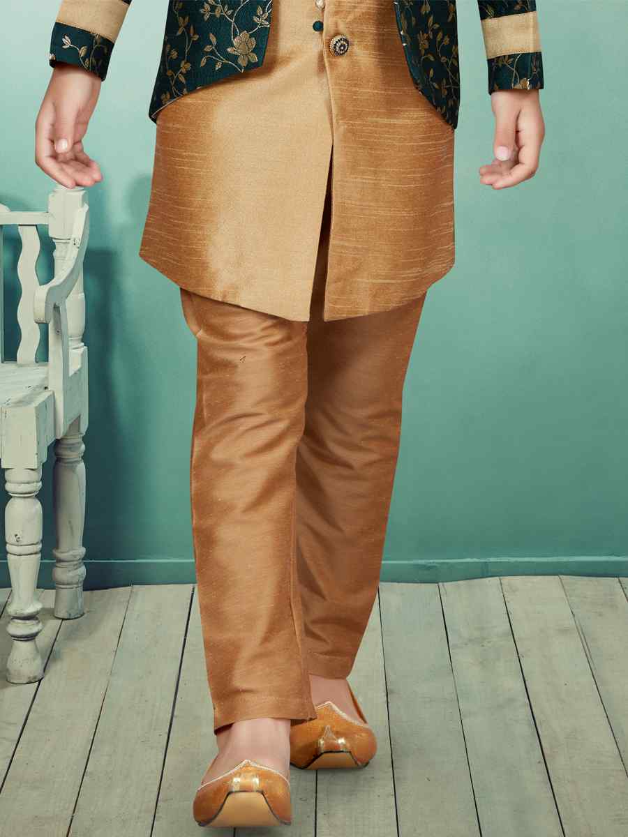 Multi Heavy Banarasi Jacquard Embroidered Party Festival Kurta Pyjama Boys Wear