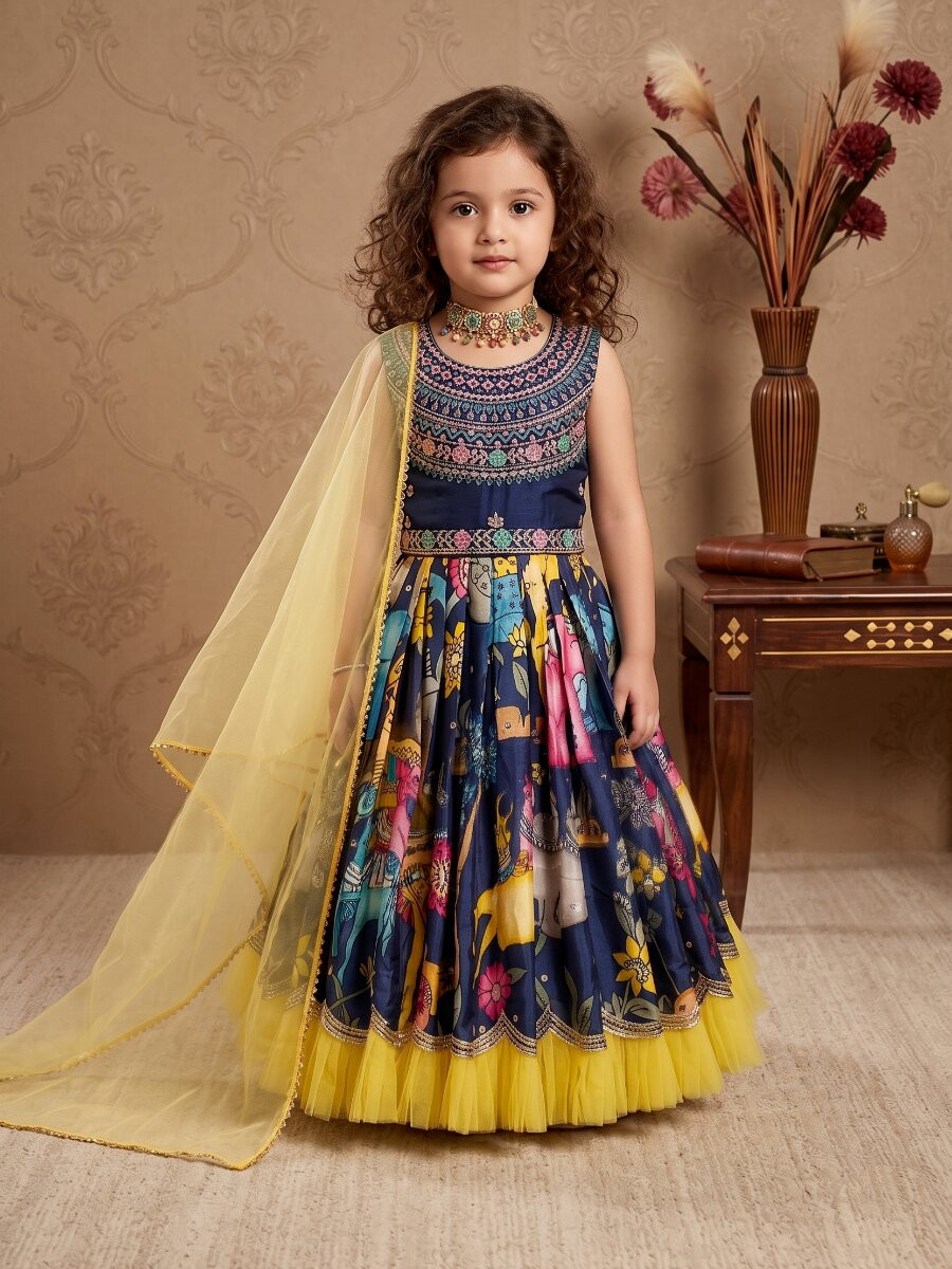 Multi Heavy Chinon Printed Embroidered Sequins Ethnic Casual Festival Party Wedding Gown