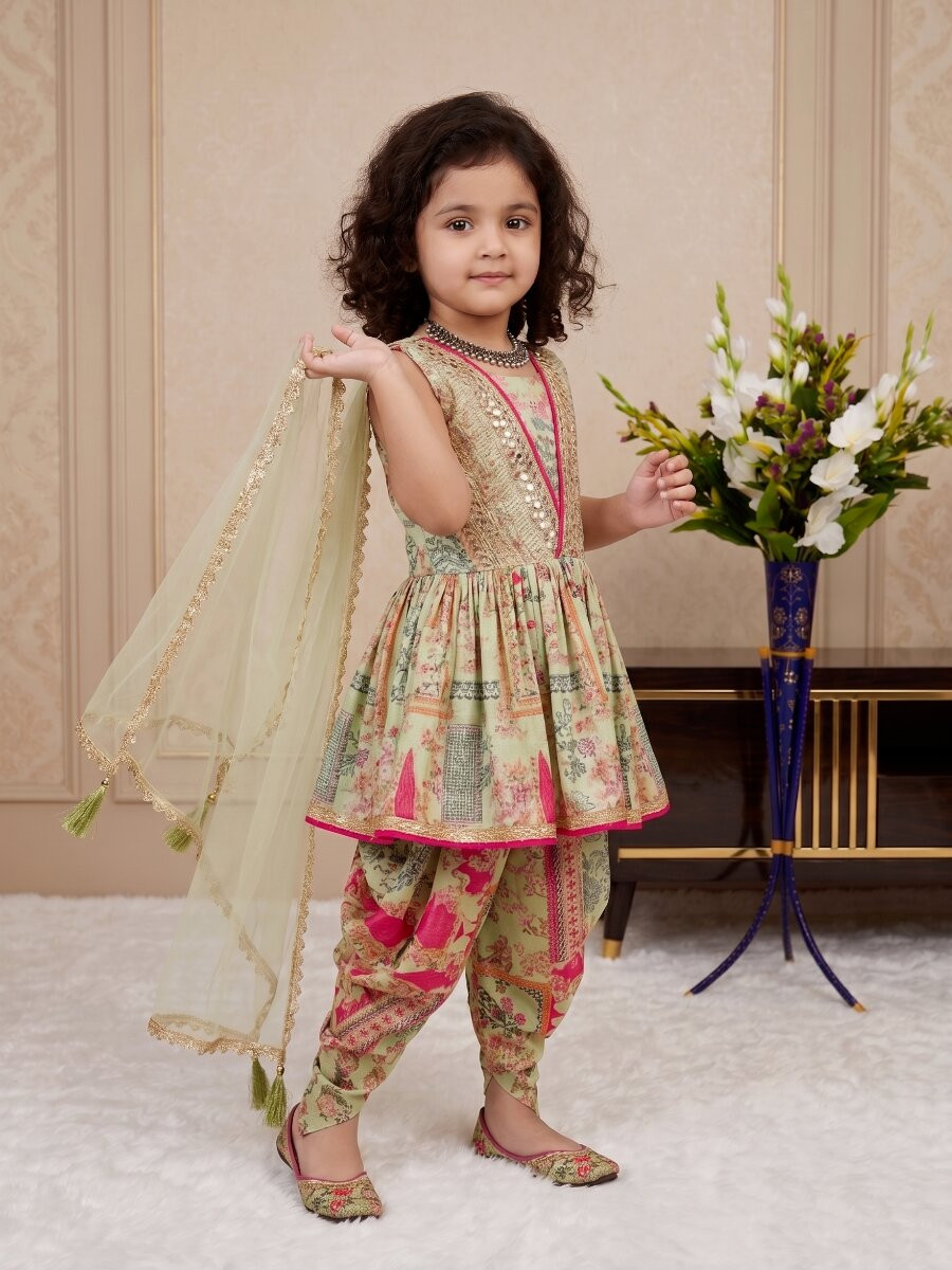 Multi Heavy Chinon Silk Embroidered Sequence Digital Print With Lace Traditional Ethnic Casual Festival Party Wedding Salwars Girls Wear