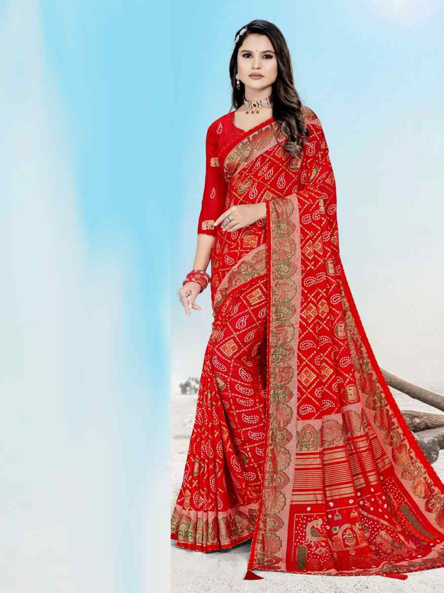 Multi Heavy Dull Moss Printed Festival Casual Contemporary Saree