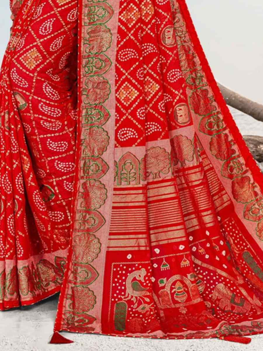 Multi Heavy Dull Moss Printed Festival Casual Contemporary Saree