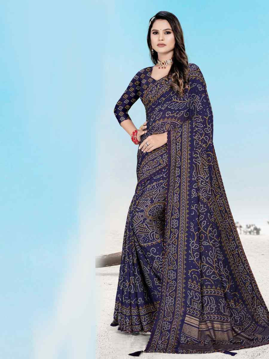 Multi Heavy Dull Moss Printed Festival Casual Contemporary Saree