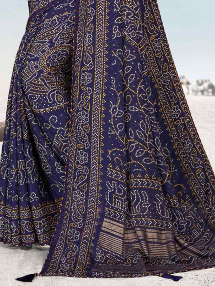 Multi Heavy Dull Moss Printed Festival Casual Contemporary Saree