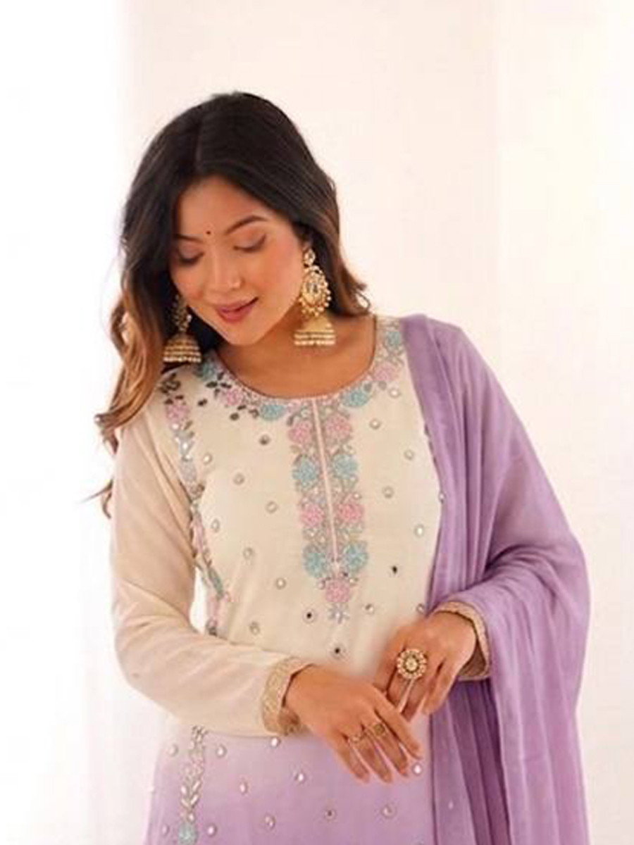 Multi Heavy Faux Georgette Embroidery Sequins Wedding Party Festival Casual Ready Palazzo Pant Salwar Kameez