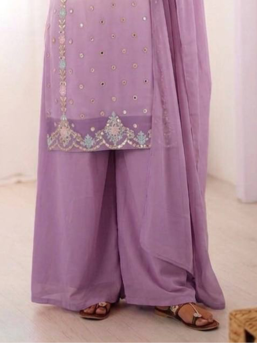 Multi Heavy Faux Georgette Embroidery Sequins Wedding Party Festival Casual Ready Palazzo Pant Salwar Kameez