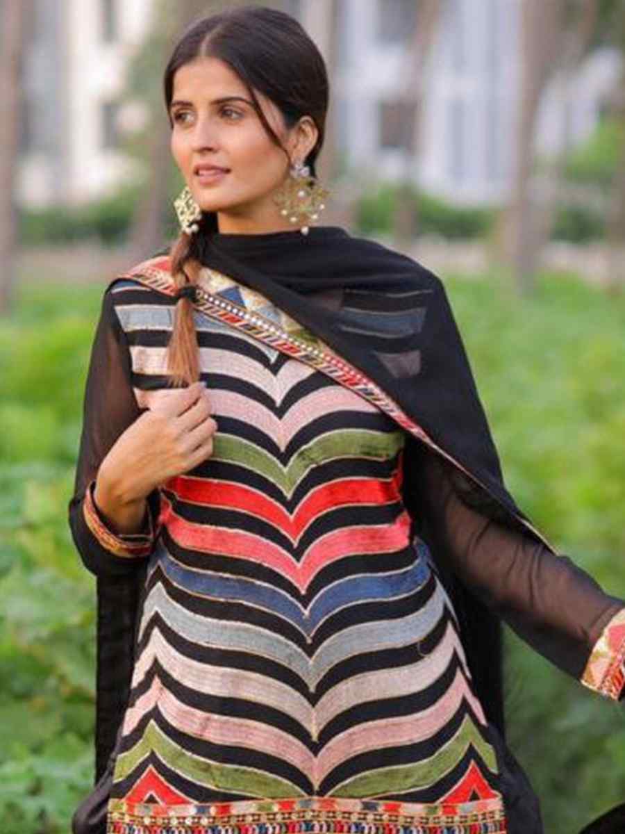 Multi Heavy Faux Georgette Printed Festival Casual Patiala Salwar Kameez