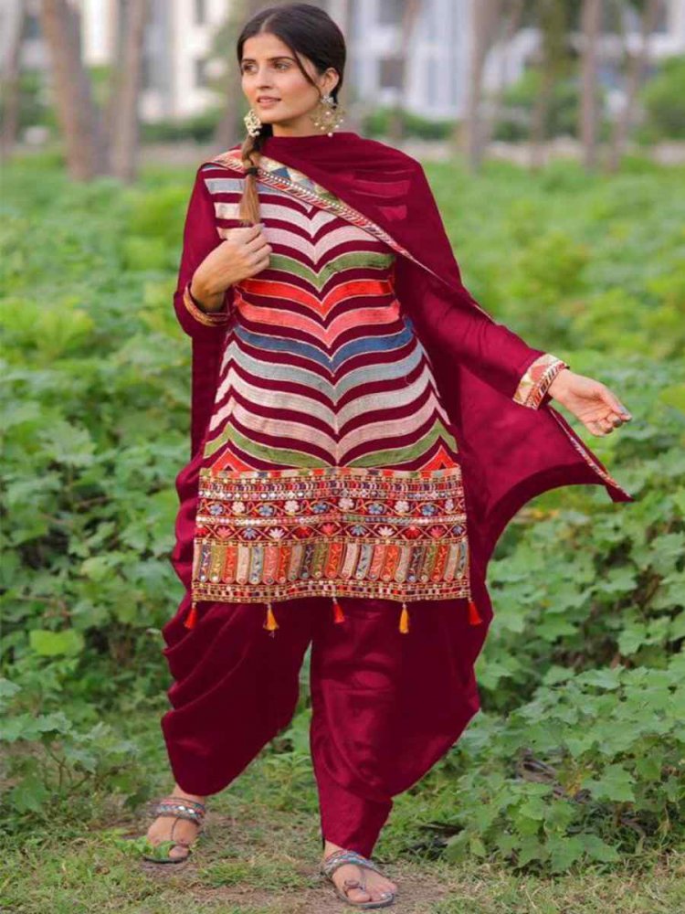 Multi Heavy Faux Georgette Printed Festival Casual Patiala Salwar Kameez