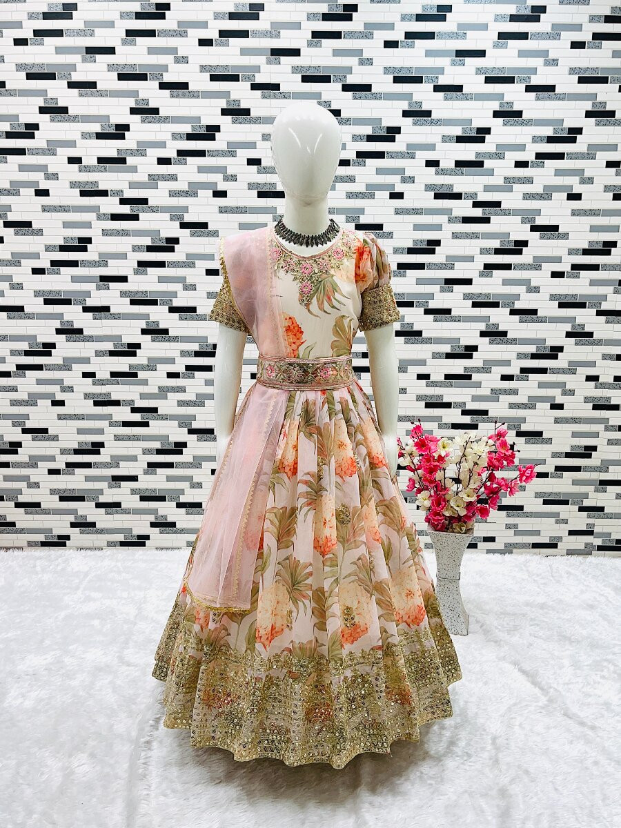 Multi Heavy Fox Georgette Printed Embroidered Sequins Ethnic Casual Festival Party Wedding Gown
