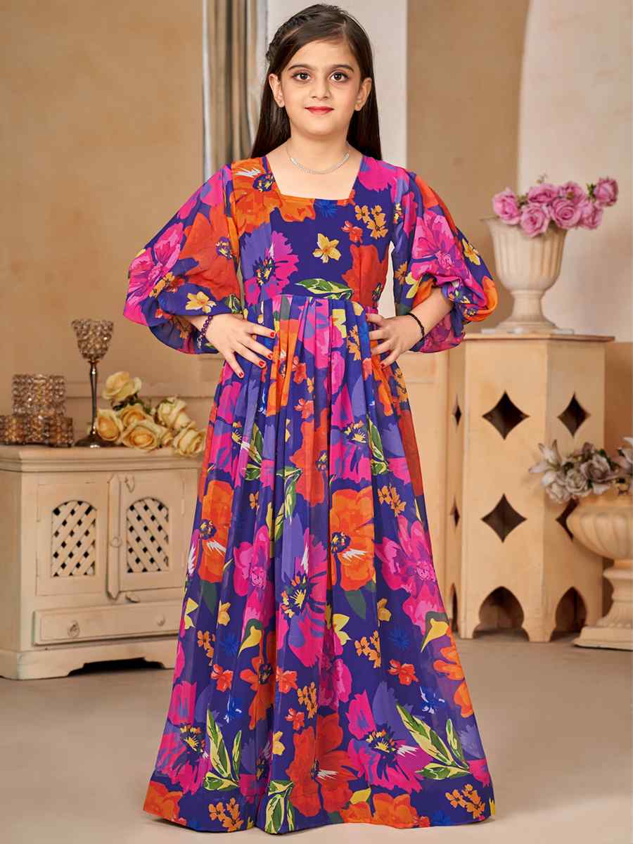 Multi Heavy Georgette Printed Casual Festival Salwars Girls Wear