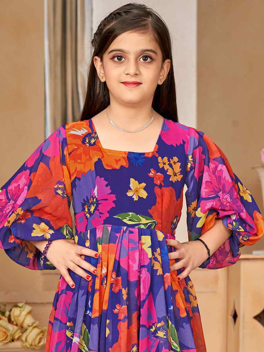 Multi Heavy Georgette Printed Casual Festival Salwars Girls Wear