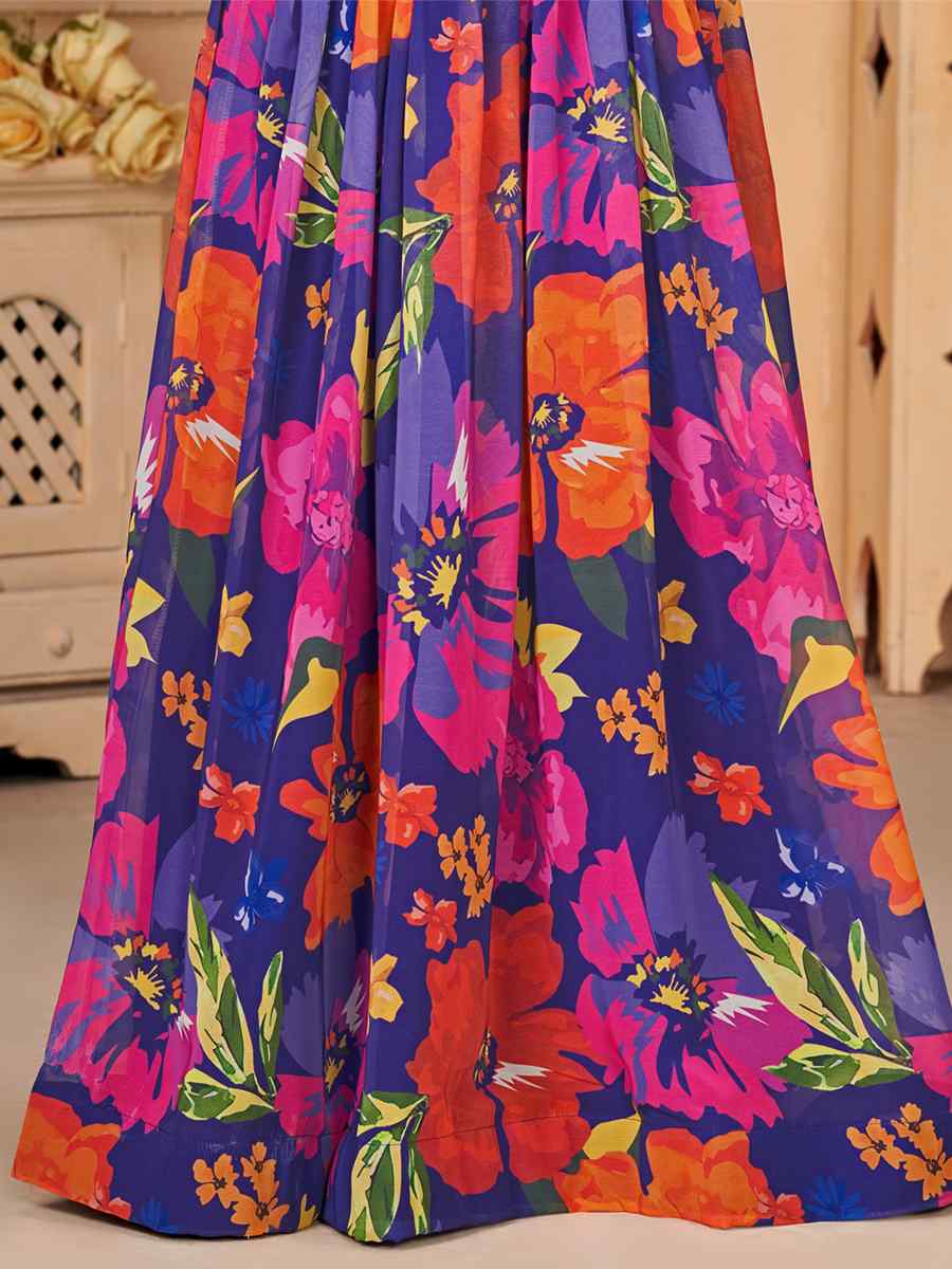 Multi Heavy Georgette Printed Casual Festival Salwars Girls Wear