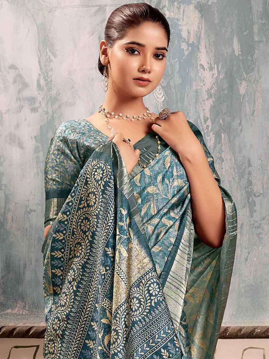Multi Heavy Gotha Silk Printed Casual Festival Contemporary Saree