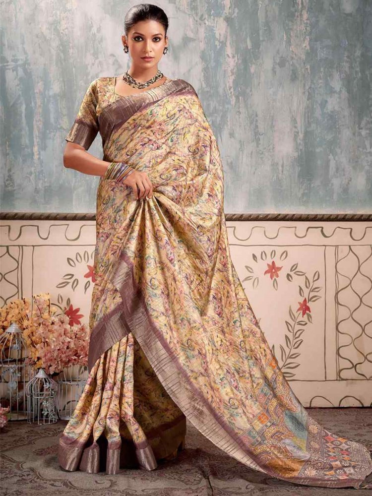 Multi Heavy Gotha Silk Printed Casual Festival Contemporary Saree