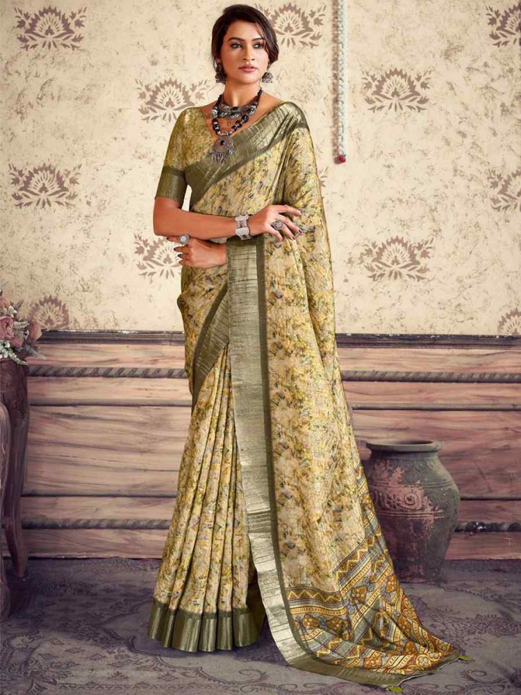 Multi Heavy Gotha Silk Printed Casual Festival Contemporary Saree
