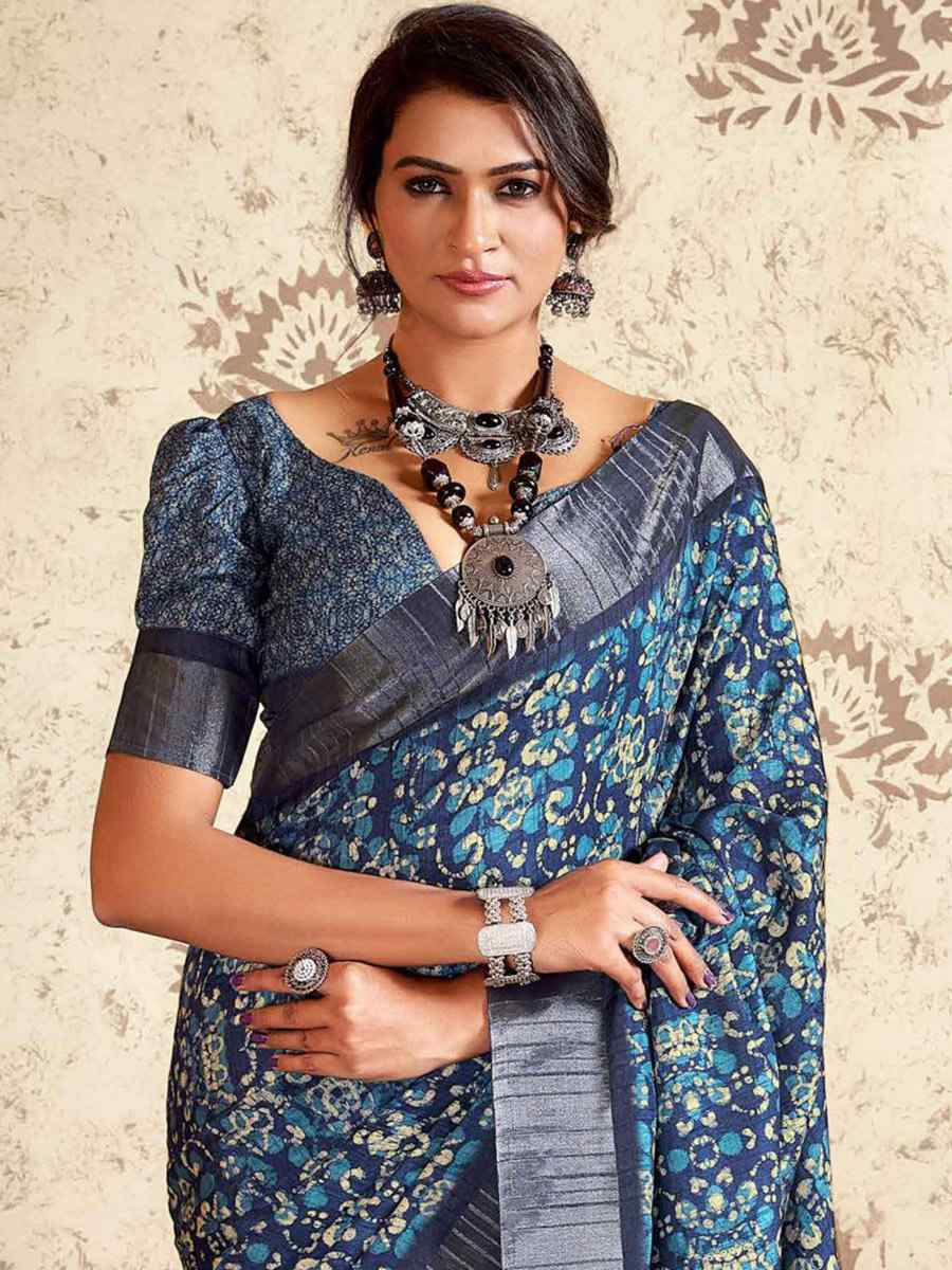 Multi Heavy Gotha Silk Printed Casual Festival Contemporary Saree